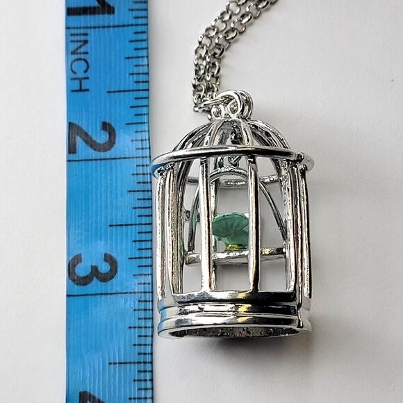 Bird In A Cage Pendant Necklace - Picture 5 of 12